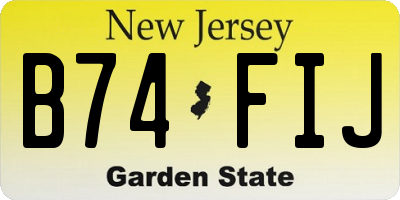 NJ license plate B74FIJ