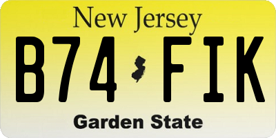 NJ license plate B74FIK