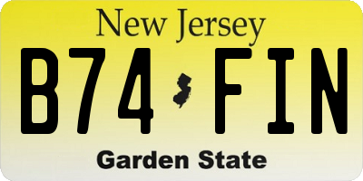 NJ license plate B74FIN