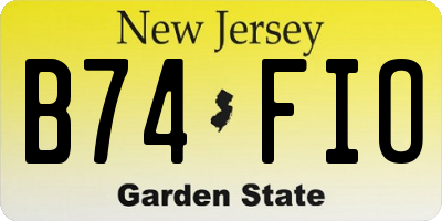 NJ license plate B74FIO