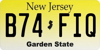 NJ license plate B74FIQ