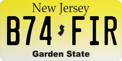 NJ license plate B74FIR