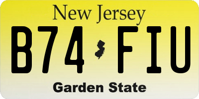 NJ license plate B74FIU