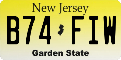 NJ license plate B74FIW