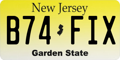 NJ license plate B74FIX