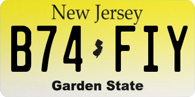 NJ license plate B74FIY