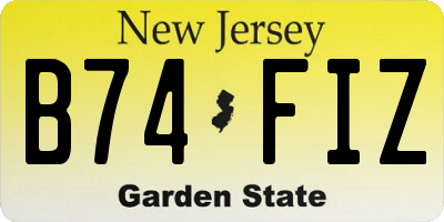 NJ license plate B74FIZ