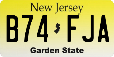NJ license plate B74FJA