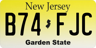 NJ license plate B74FJC