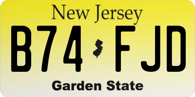 NJ license plate B74FJD