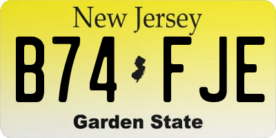 NJ license plate B74FJE