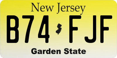 NJ license plate B74FJF