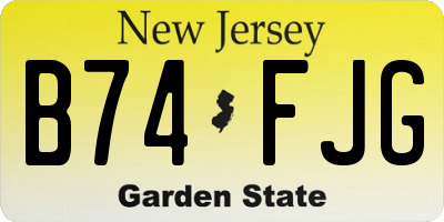 NJ license plate B74FJG