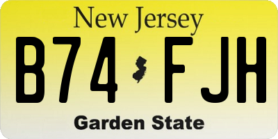 NJ license plate B74FJH