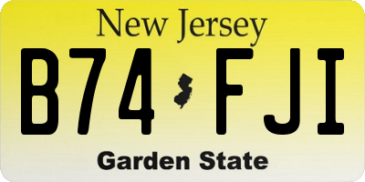 NJ license plate B74FJI
