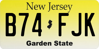 NJ license plate B74FJK