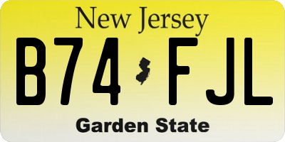 NJ license plate B74FJL