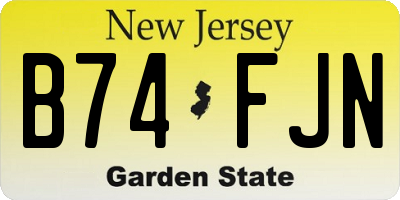 NJ license plate B74FJN