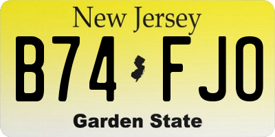 NJ license plate B74FJO