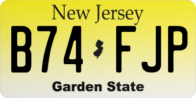NJ license plate B74FJP