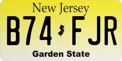 NJ license plate B74FJR