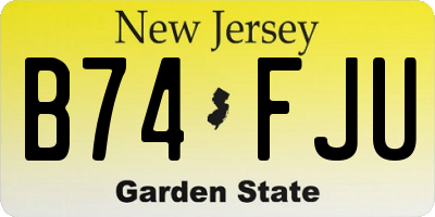 NJ license plate B74FJU