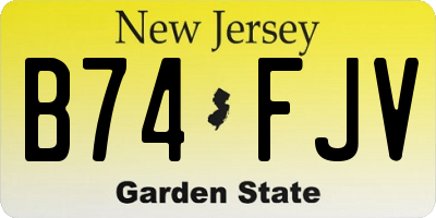 NJ license plate B74FJV