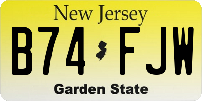 NJ license plate B74FJW