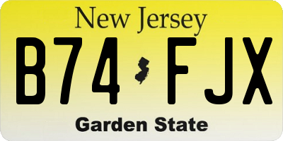 NJ license plate B74FJX