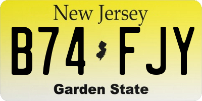 NJ license plate B74FJY