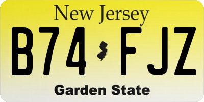 NJ license plate B74FJZ