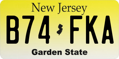 NJ license plate B74FKA