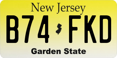 NJ license plate B74FKD