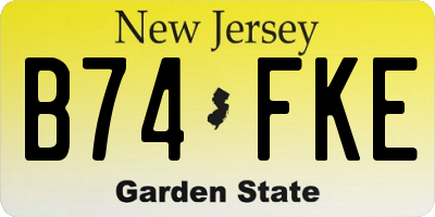 NJ license plate B74FKE