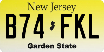 NJ license plate B74FKL