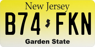 NJ license plate B74FKN