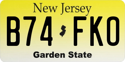 NJ license plate B74FKO