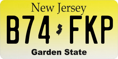 NJ license plate B74FKP