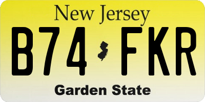NJ license plate B74FKR