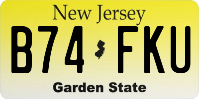 NJ license plate B74FKU