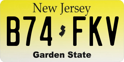 NJ license plate B74FKV