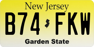 NJ license plate B74FKW