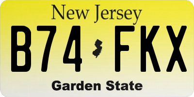 NJ license plate B74FKX