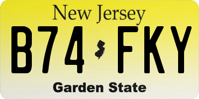NJ license plate B74FKY