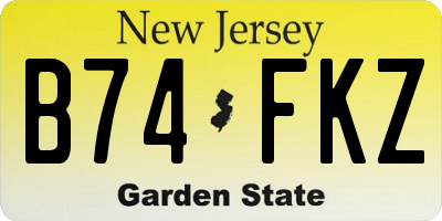 NJ license plate B74FKZ