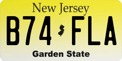 NJ license plate B74FLA