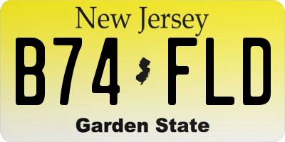 NJ license plate B74FLD