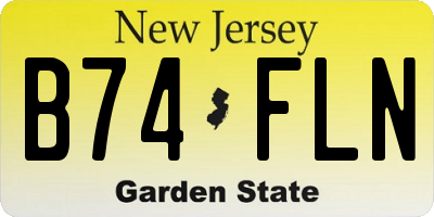 NJ license plate B74FLN