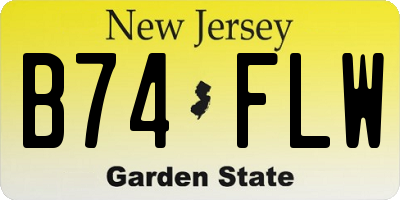 NJ license plate B74FLW