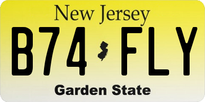 NJ license plate B74FLY
